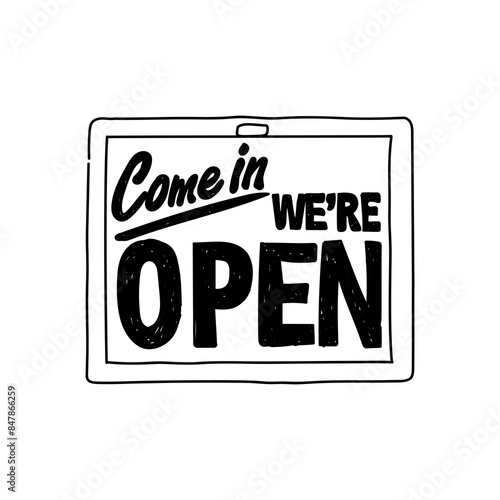 фотографія PNG store open sign doodle illustration, transparent background