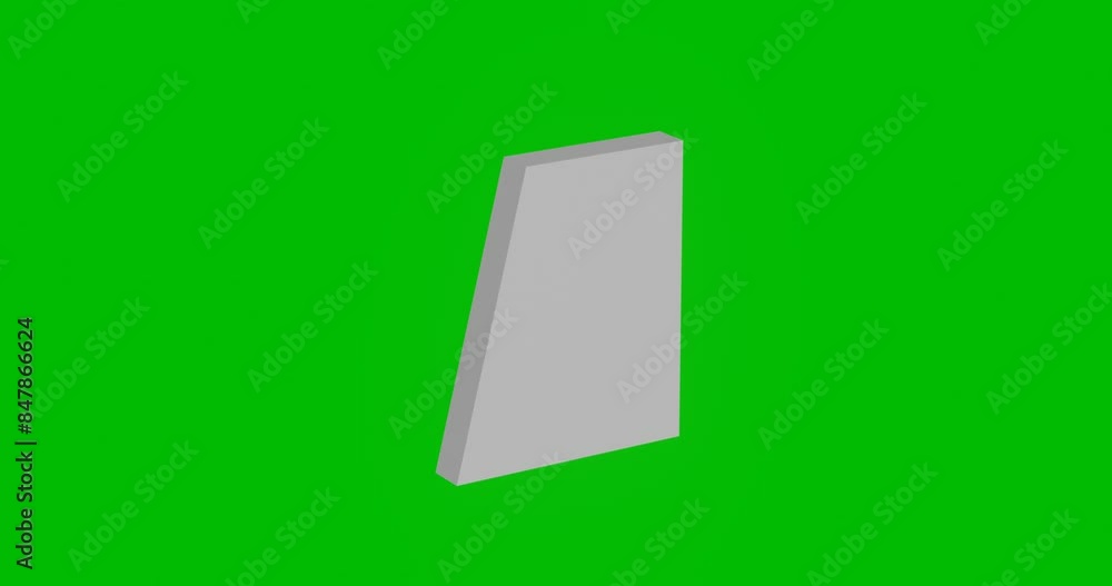 Animation of rotation of a white trapezium symbol with shadow. Simple and complex rotation. Seamless looped 4k animation on green chroma key background Animation of rotation of a white trapezium symbol with shadow. Simple and complex rotation. Seamless looped 4k animation on green chroma key background