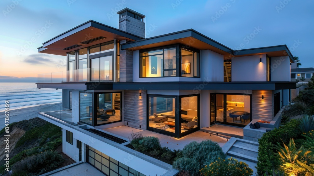 contemporary beach house with clean lines, large windows, and ocean views contemporary beach house with clean lines, large windows, and ocean views