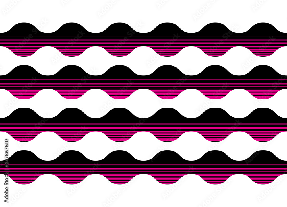 JModern wavy ornament of curved black and purple waves on a white background. . Striped pattern. Design element for interior decoration, furniture, textiles. Vector background. JModern wavy ornament of curved black and purple waves on a white background. . Striped pattern. Design element for interior decoration, furniture, textiles. Vector background.