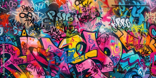 Wallpaper Mural A vibrant graffiti wall backdrop with colorful tags and designs Torontodigital.ca