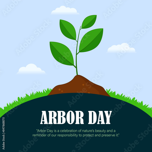 Vector illustration of Happy Arbor Day social media feed template