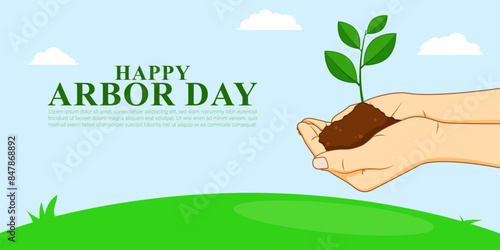 Vector illustration of Happy Arbor Day social media feed template
