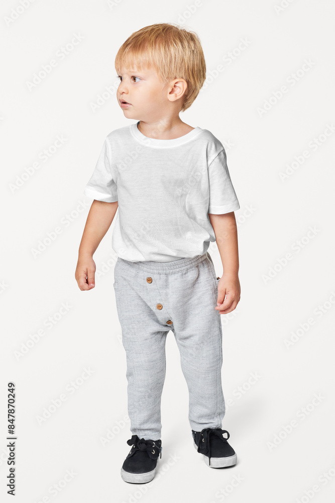 Png kid's tee mockup with sweat pants Png kid's tee mockup with sweat pants