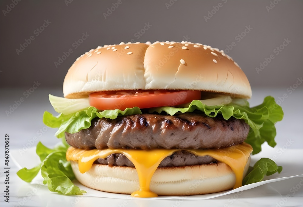 Photo of delicious hamburger isolated on white background