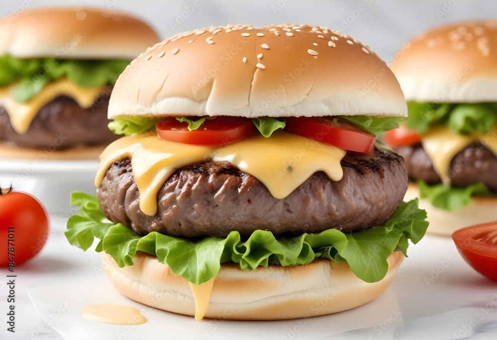 Photo of delicious hamburger isolated on white background Photo of delicious hamburger isolated on white background