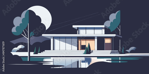 A charming house on a tiny island, with coconut trees, a sandy shore, and a peaceful atmosphere. sandy beach, and a serene ocean view.