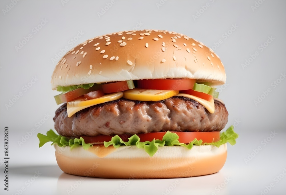 Photo of delicious hamburger isolated on white background Photo of delicious hamburger isolated on white background