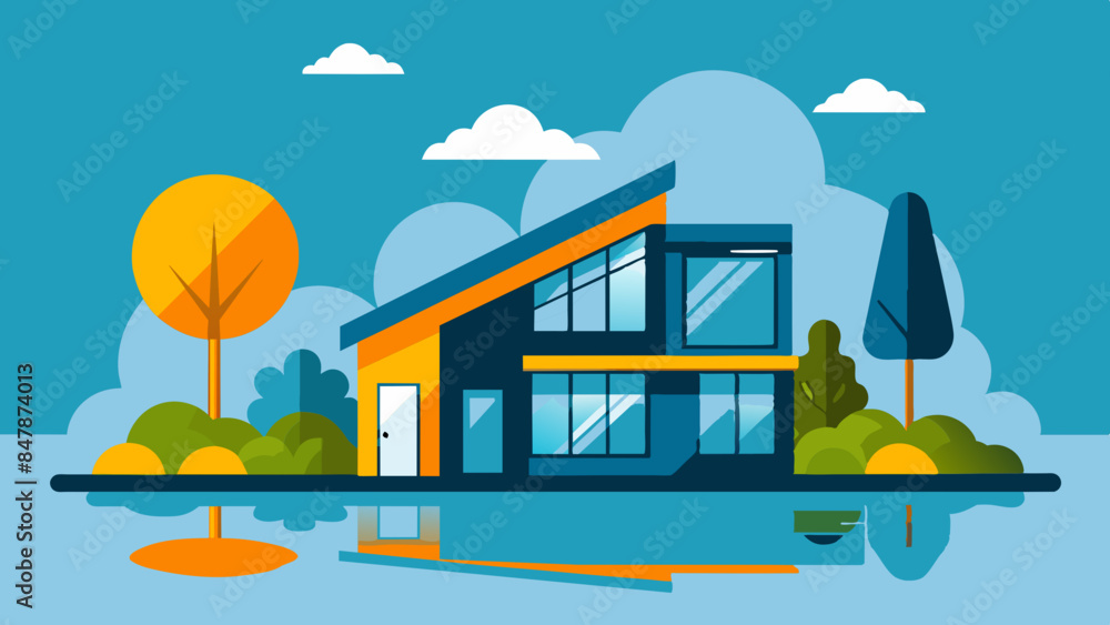 An idyllic island setting featuring a cozy house, set against a backdrop of tropical palm trees and clear waters. An idyllic island setting featuring a cozy house, set against a backdrop of tropical palm trees and clear waters.
