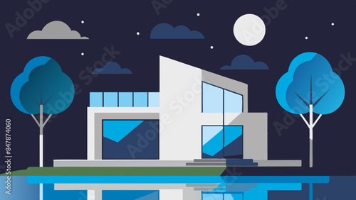 An idyllic island setting featuring a cozy house, set against a backdrop of tropical palm trees and clear waters.