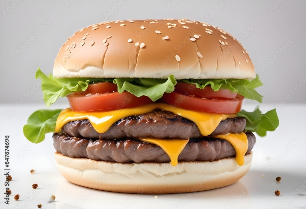 Photo of delicious hamburger isolated on white background Photo of delicious hamburger isolated on white background