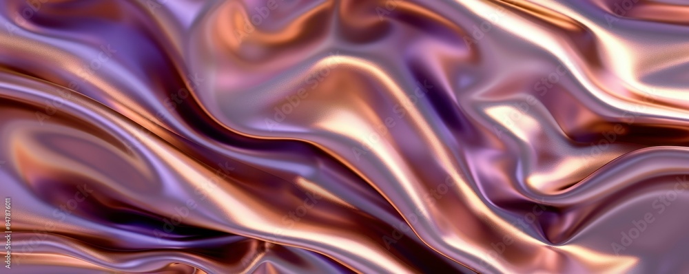 Obraz premium abstract background with satin fabric in copper and purple colors in wave shape