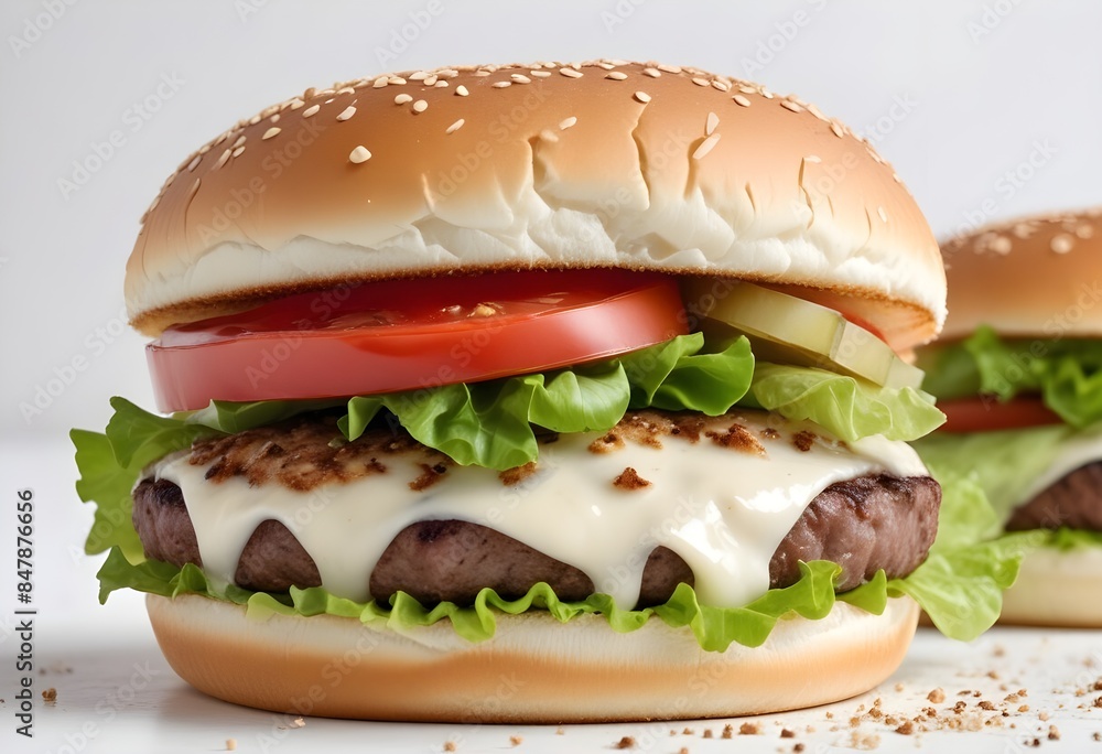Photo of delicious hamburger isolated on white background Photo of delicious hamburger isolated on white background