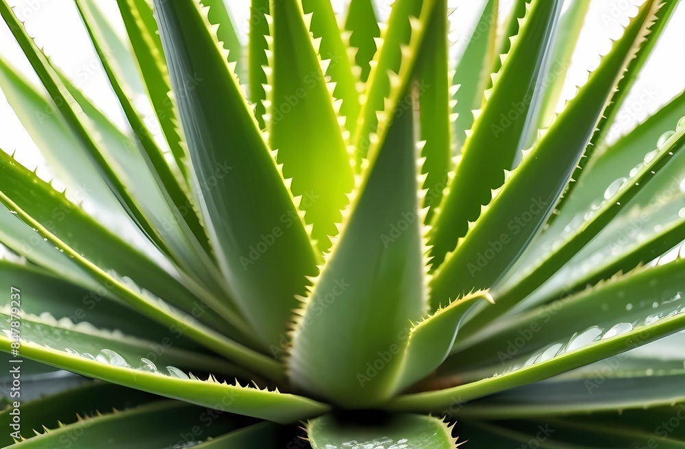 Close-up of a dewy aloe vera plant. Flowering aloe vera with drops of water. Care components of this plant. Close-up of a dewy aloe vera plant. Flowering aloe vera with drops of water. Care components of this plant.