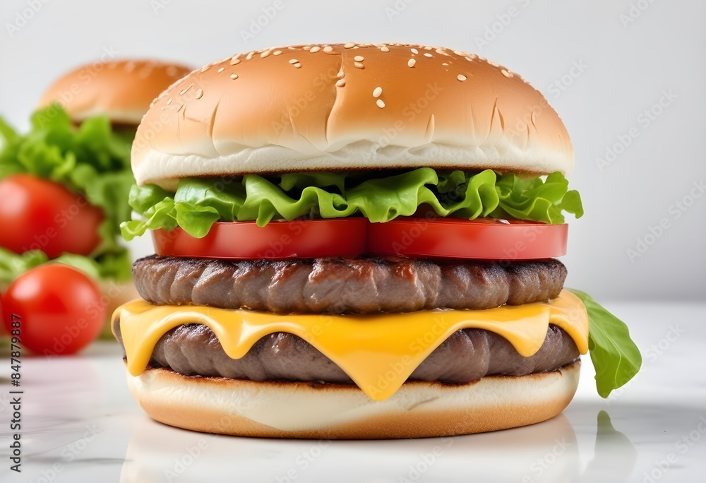 Photo of delicious hamburger isolated on white background Photo of delicious hamburger isolated on white background