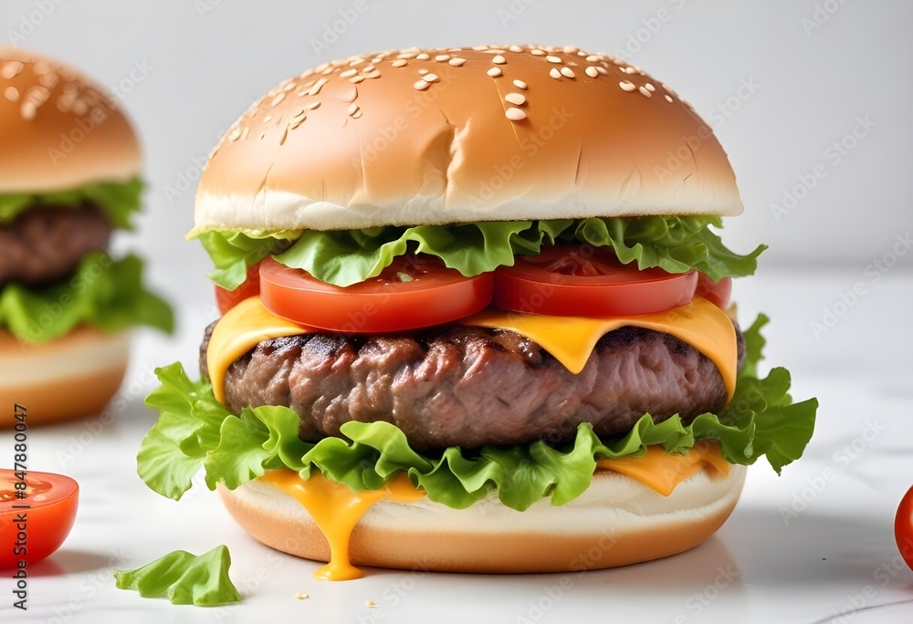 Photo of delicious hamburger isolated on white background Photo of delicious hamburger isolated on white background