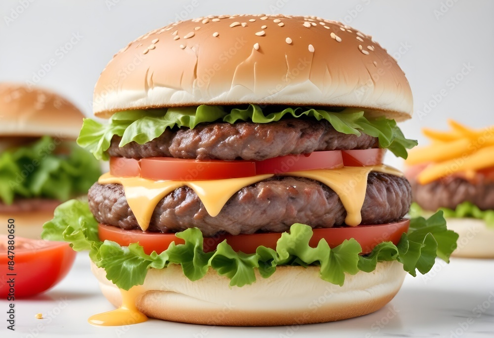 Photo of delicious hamburger isolated on white background Photo of delicious hamburger isolated on white background