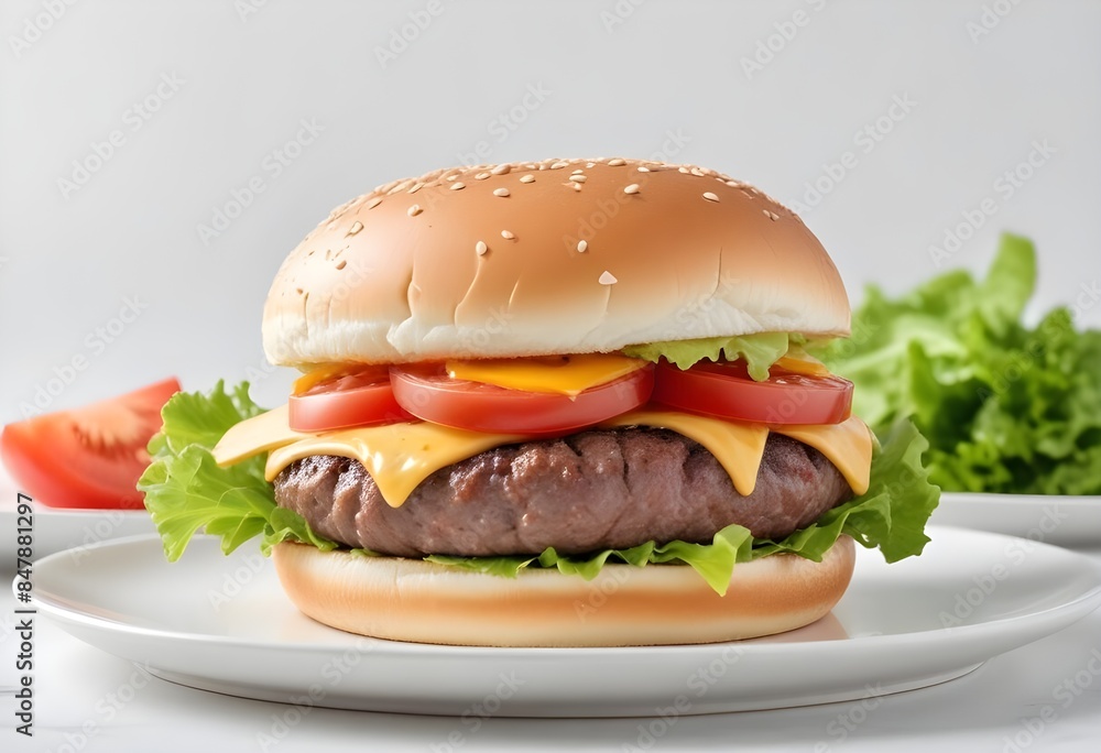 Photo of delicious hamburger isolated on white background Photo of delicious hamburger isolated on white background