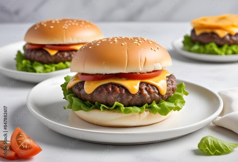 Photo of delicious hamburger isolated on white background Photo of delicious hamburger isolated on white background