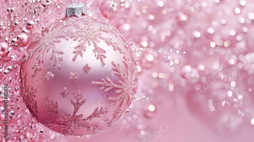 Pink Christmas Ornament With A Beautiful Blurred Background. Perfect For The Holiday Season.