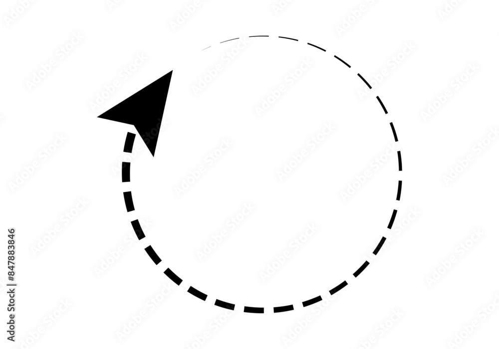 Icono negro de flecha en discontinuo con trazo discontinuo Icono negro de flecha en discontinuo con trazo discontinuo