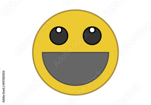 Emoticono amarillo de cara muy feliz y alegre