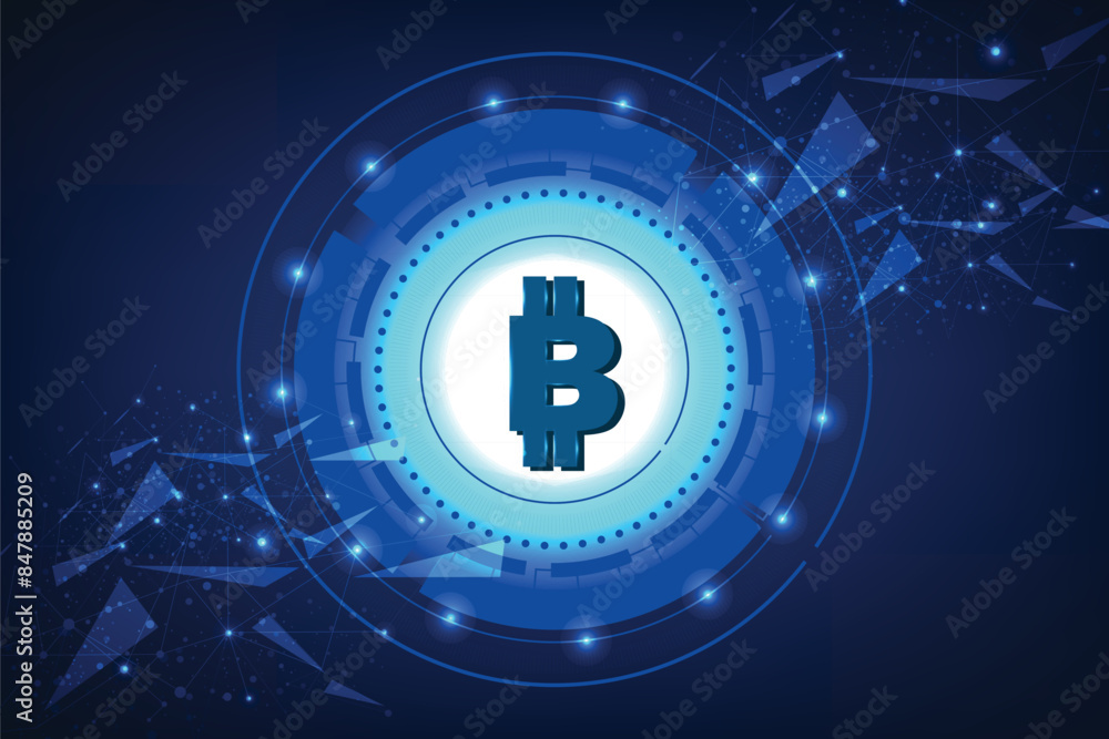 Bitcoin polygonal vector illustration on a blue background. Cryptocurrency low poly design Bitcoin polygonal vector illustration on a blue background. Cryptocurrency low poly design