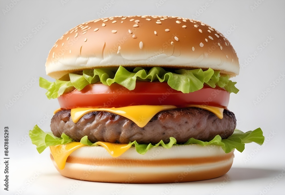Photo of delicious hamburger isolated on white background Photo of delicious hamburger isolated on white background