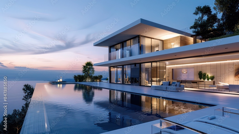 contemporary villa with sleek architecture, infinity pool, and panoramic views contemporary villa with sleek architecture, infinity pool, and panoramic views