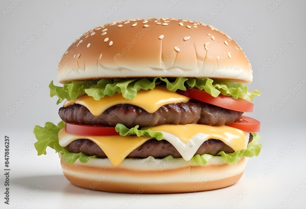Photo of delicious hamburger isolated on white background Photo of delicious hamburger isolated on white background