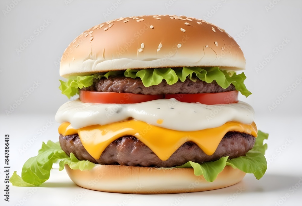 Photo of delicious hamburger isolated on white background Photo of delicious hamburger isolated on white background