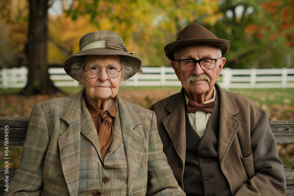 Granny and granddad sitting in the park. Grandparents Day, National Uncle And Aunt Day, July 26 Granny and granddad sitting in the park. Grandparents Day, National Uncle And Aunt Day, July 26