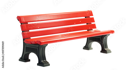 red plastic bench isolated on transparent background photo