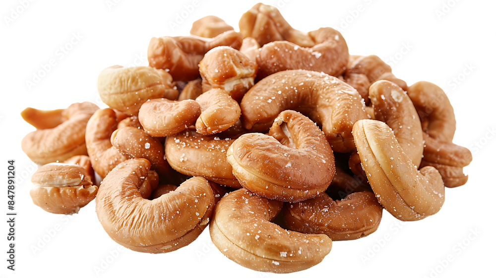 Roasted salted cashews isolated on transparent background Roasted salted cashews isolated on transparent background