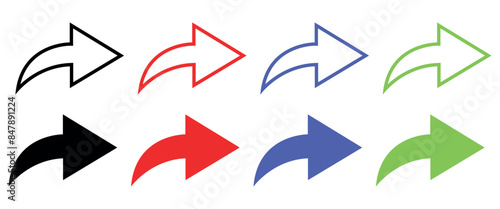 Arrow symbols. Set of Arrow icon. Colourful arrow vector illustration isolated on clear background.