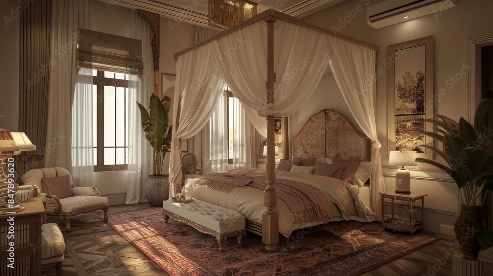 luxurious bedroom with a canopy bed, rich textiles, and elegant decor creating a serene and sophisticated retreat luxurious bedroom with a canopy bed, rich textiles, and elegant decor creating a serene and sophisticated retreat