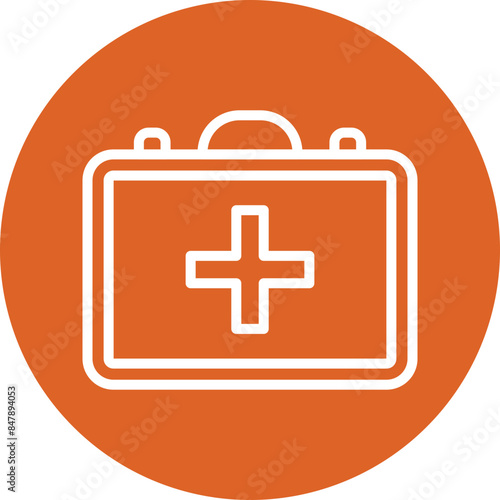 First aid kit line circle icon