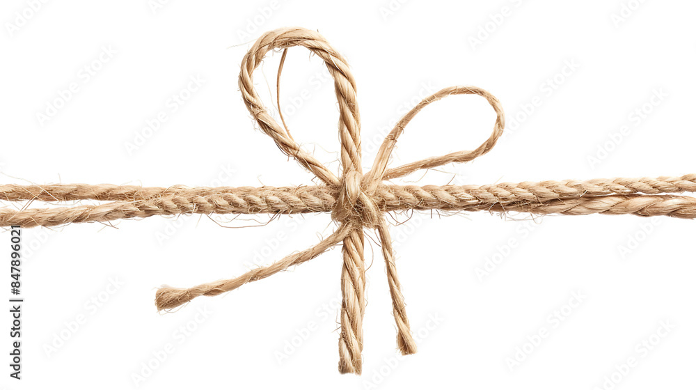 string or twine tied in a bow isolated on transparent background