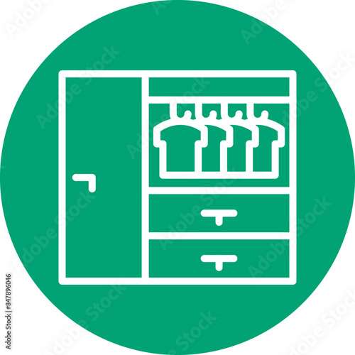 Wardrobe line circle icon