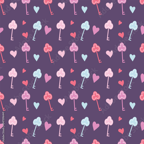 Baby cute seamless pattern with color keys in flat style. Vector illustration