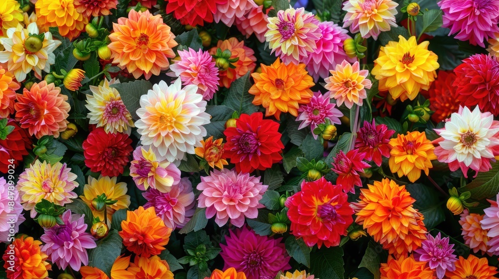 Dahlia Garden in Full Color at Swan Island Dahlias, Oregon, USA Dahlia Garden in Full Color at Swan Island Dahlias, Oregon, USA