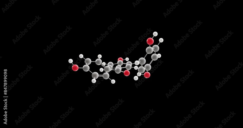 Polyether ether ketone molecule, rotating 3D model of peek, looped video on a black background Polyether ether ketone molecule, rotating 3D model of peek, looped video on a black background