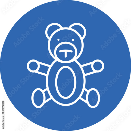 teddy bear line circle icon