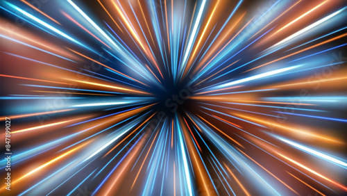 Abstract Tunnel Speed Light Starburst Background Dynamic Technology Concept, Vector Illustration