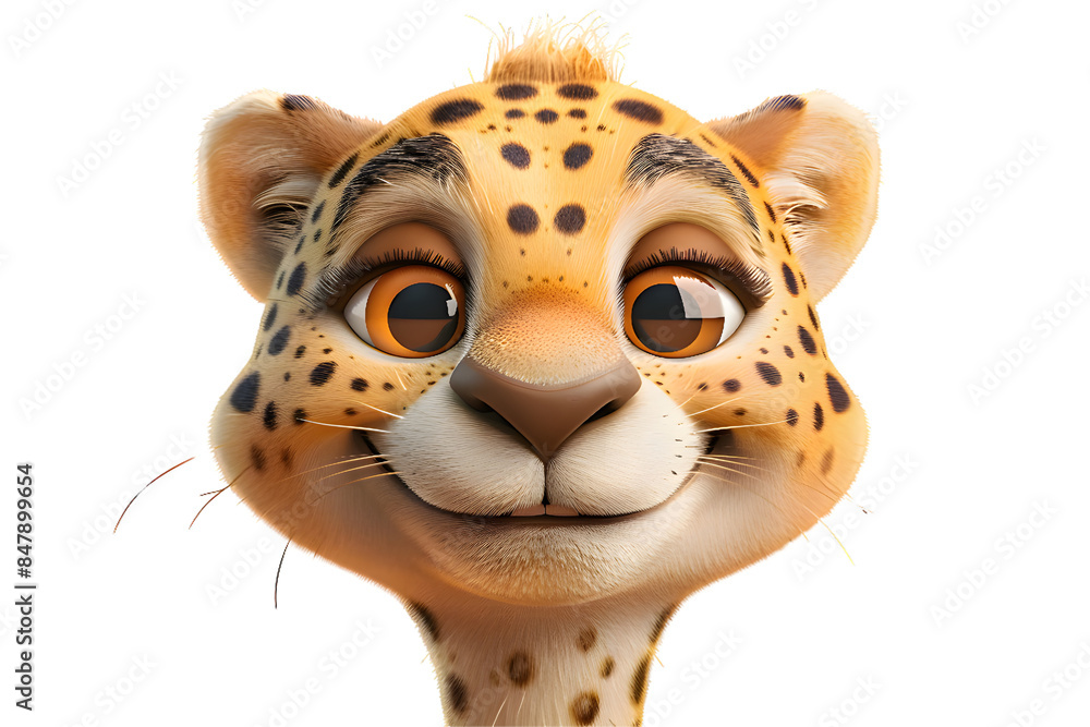 Naklejka premium Close Up Portrait of a Smiling Cheetah Cub