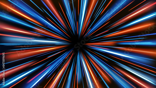 Abstract Tunnel Speed Light Starburst Background Dynamic Technology Concept, Vector Illustration