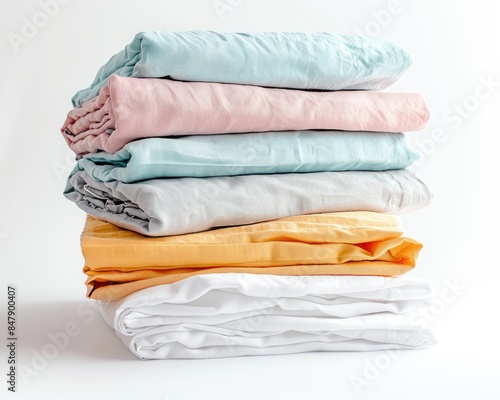 Folded Sheets. Stack of Clean Bed Sheets for Ultimate Comfort and Bedding Care
