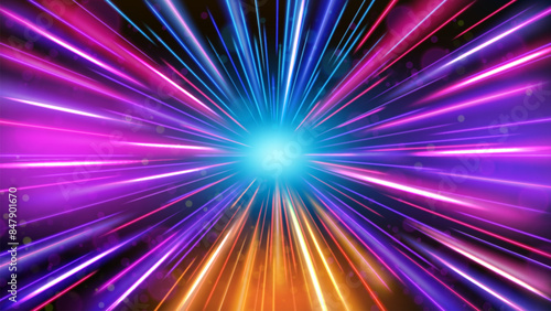 Abstract Tunnel Speed Light Starburst Background Dynamic Technology Concept, Vector Illustration