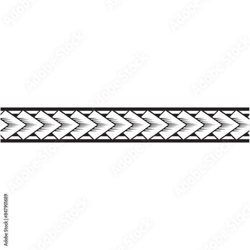 Polynesian pattern tribal tattoo border. Tribal tattoo geometric fore arm samoan band.Tattoo eps forearm samoan sleeve bracelet.Fabric seamless isolated hawaiian pattern on white background.
