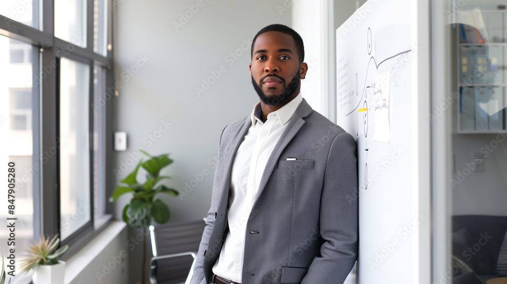 US lawyer in a minimalist office with white walls and modern furniture US lawyer in a minimalist office with white walls and modern furniture